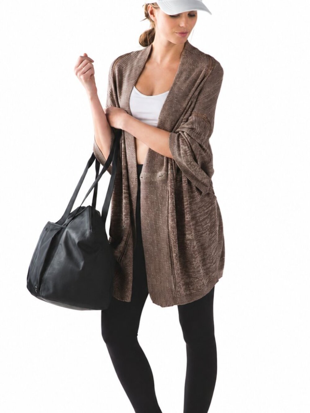 LULULEMON Breeze Easy Wrap Cardigan Open Knit Boolux Cashmere Brown Women's S/M